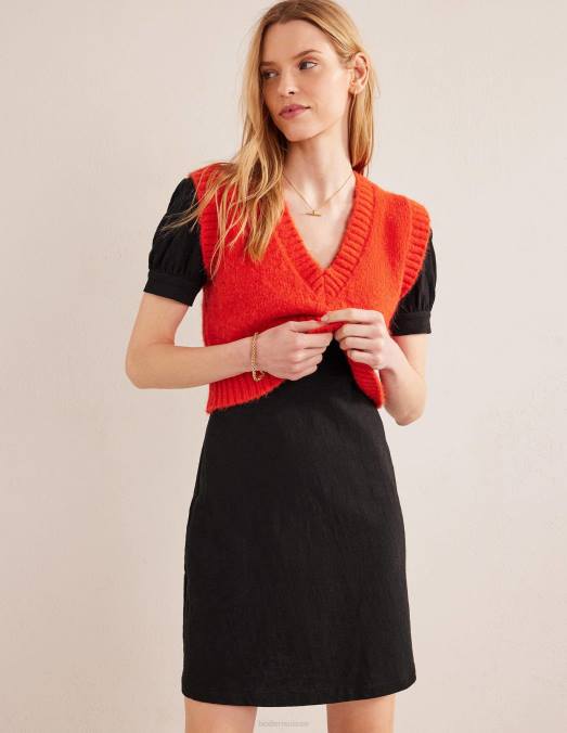Boden vêtements noir femmes robe courte en jersey à col V LB2X1432