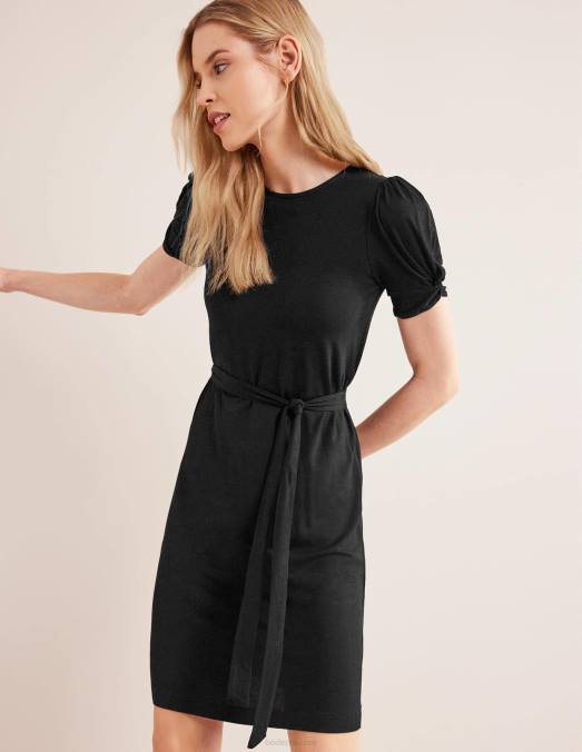 Boden vêtements noir femmes robe courte en jersey à détail de nœud LB2X1146
