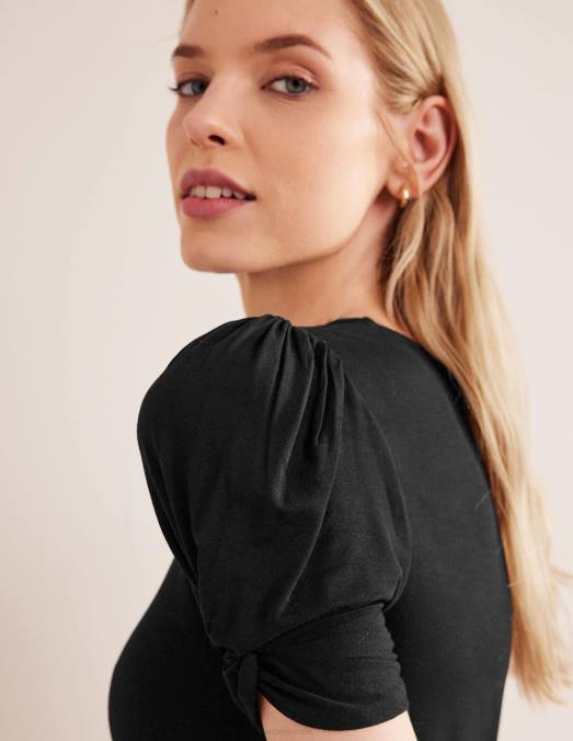 Boden vêtements noir femmes robe courte en jersey à détail de nœud LB2X1146