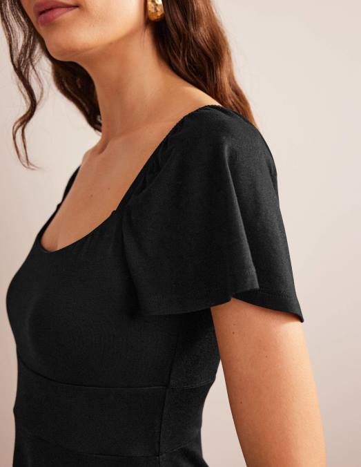 Boden vêtements noir femmes robe courte en jersey à encolure carrée LB2X1073