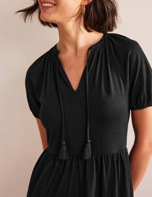 Boden vêtements noir femmes robe courte en jersey à manches courtes LB2X1295