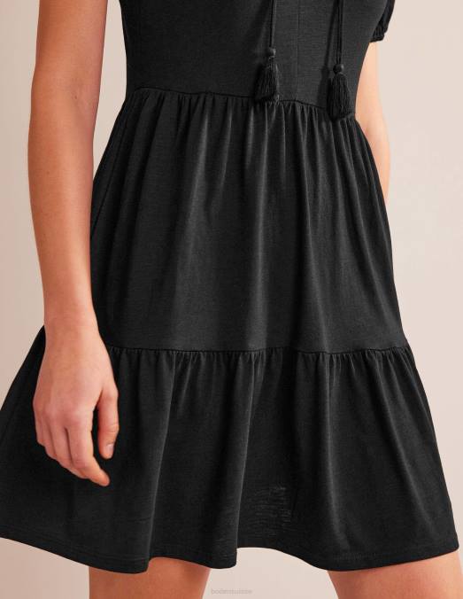 Boden vêtements noir femmes robe courte en jersey à manches courtes LB2X1295