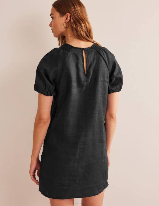 Boden vêtements noir femmes robe courte en lin à détails de manches LB2X71