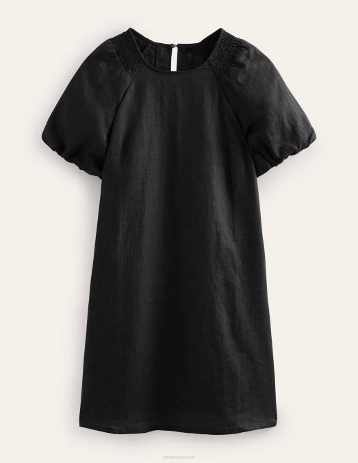 Boden vêtements noir femmes robe courte en lin à détails de manches LB2X71