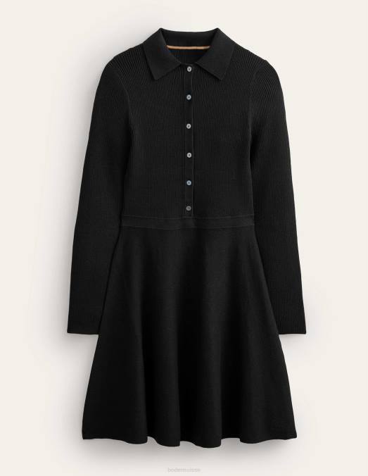 Boden vêtements noir femmes robe courte en maille à détail côtelé LB2X1299