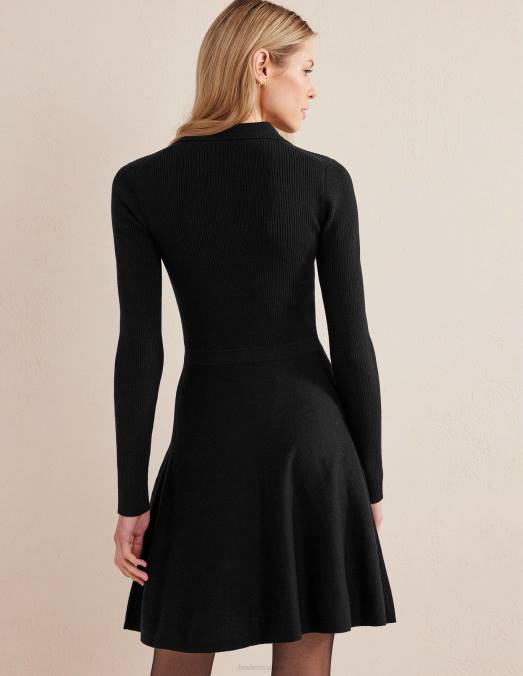 Boden vêtements noir femmes robe courte en maille à détail côtelé LB2X1299