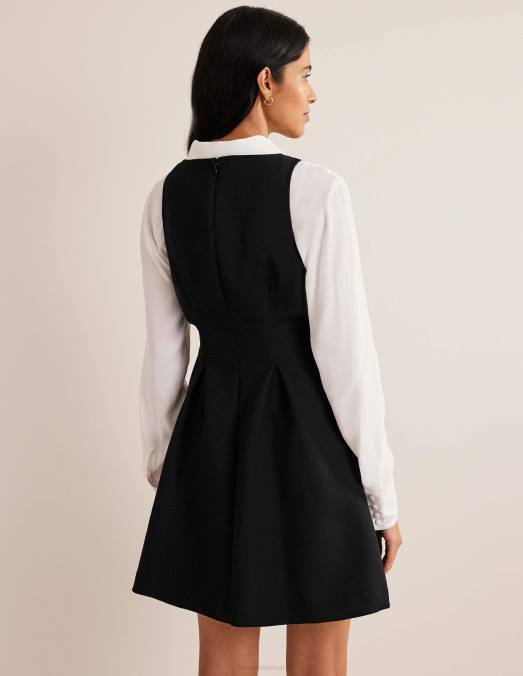 Boden vêtements noir femmes robe courte patineuse à col en V LB2X1372