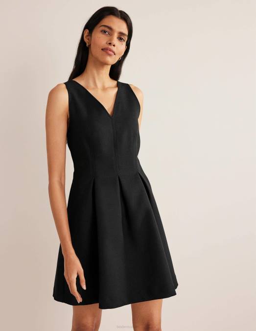 Boden vêtements noir femmes robe courte patineuse à col en V LB2X1372