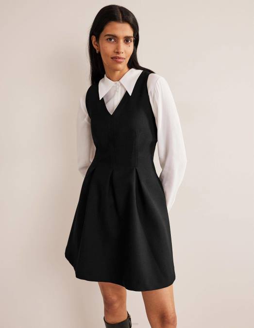Boden vêtements noir femmes robe courte patineuse à col en V LB2X1372