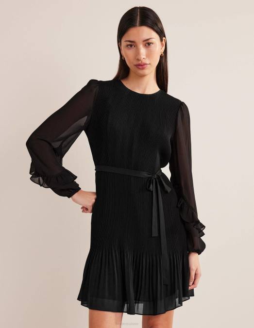 Boden vêtements noir femmes robe courte plissée LB2X1441