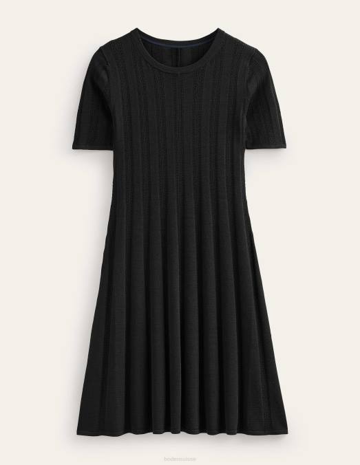 Boden vêtements noir femmes robe courte évasée en mailles LB2X1137