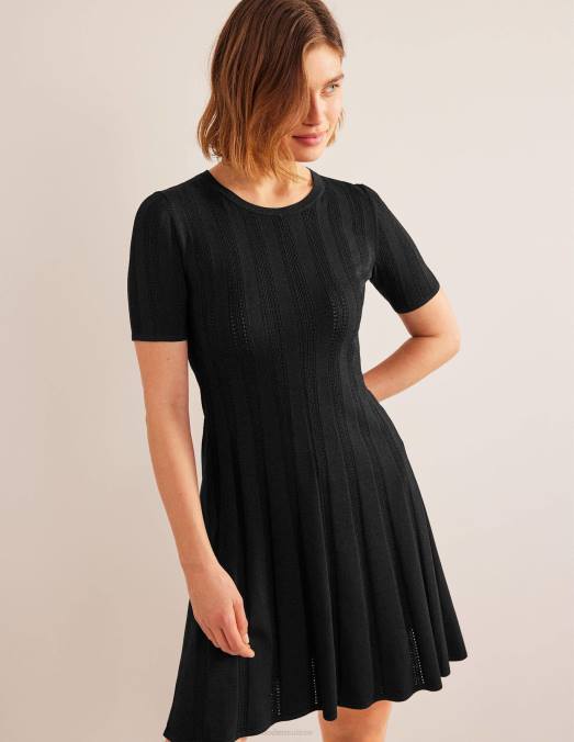 Boden vêtements noir femmes robe courte évasée en mailles LB2X1137