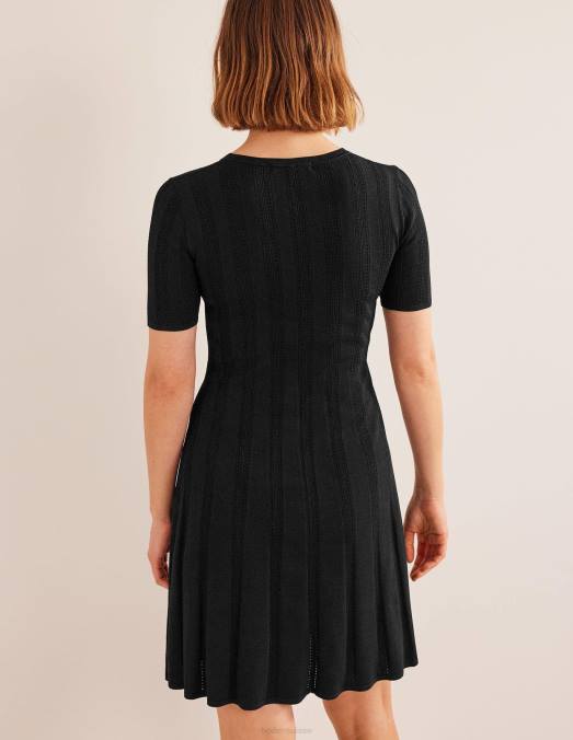 Boden vêtements noir femmes robe courte évasée en mailles LB2X1137