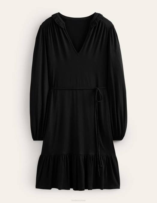 Boden vêtements noir femmes robe en jersey à col cranté LB2X1363