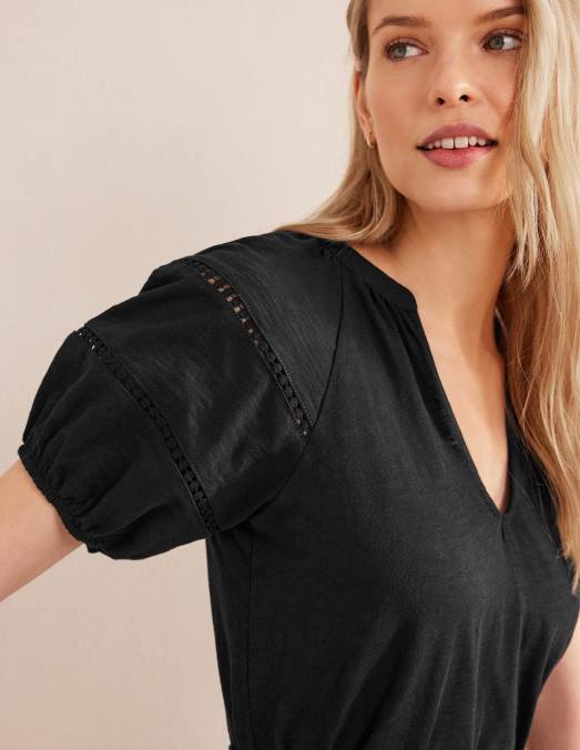 Boden vêtements noir femmes robe en jersey à détail de bordure LB2X1000