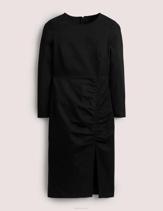 Boden vêtements noir femmes robe en jersey froncée sur le côté LB2X1462