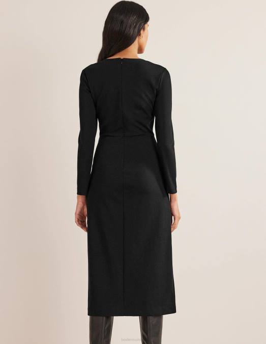 Boden vêtements noir femmes robe en jersey froncée sur le côté LB2X1462