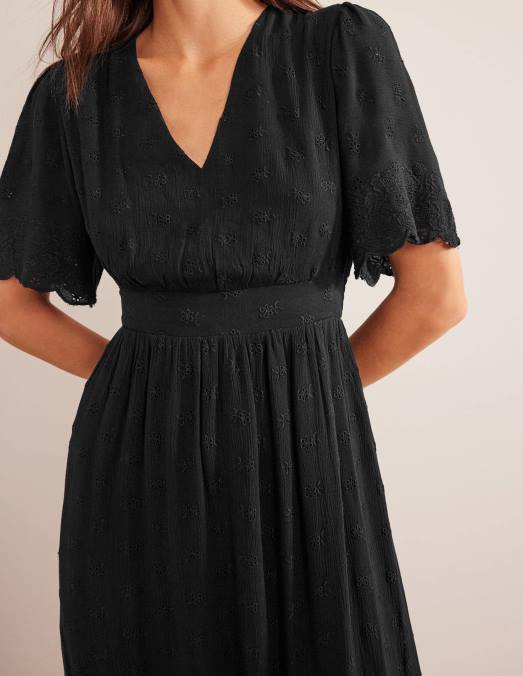 Boden vêtements noir femmes robe longue à broderies LB2X1235