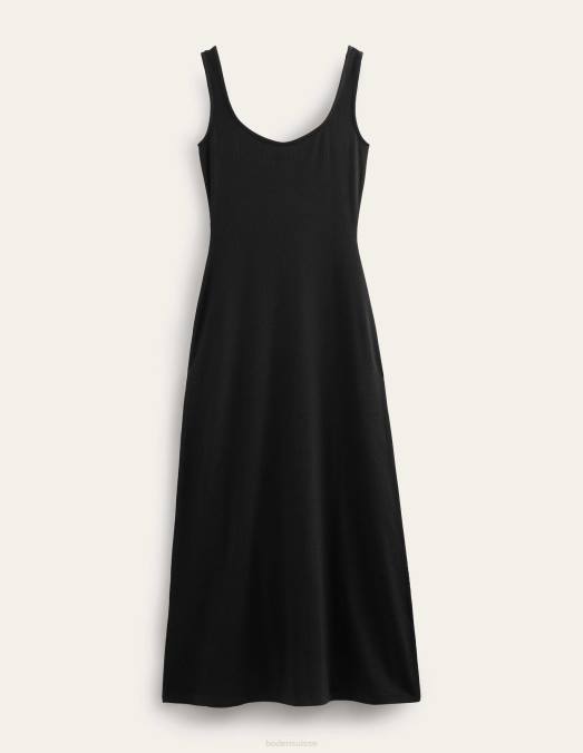 Boden vêtements noir femmes robe longue en jersey côtelé à bretelles LB2X1180