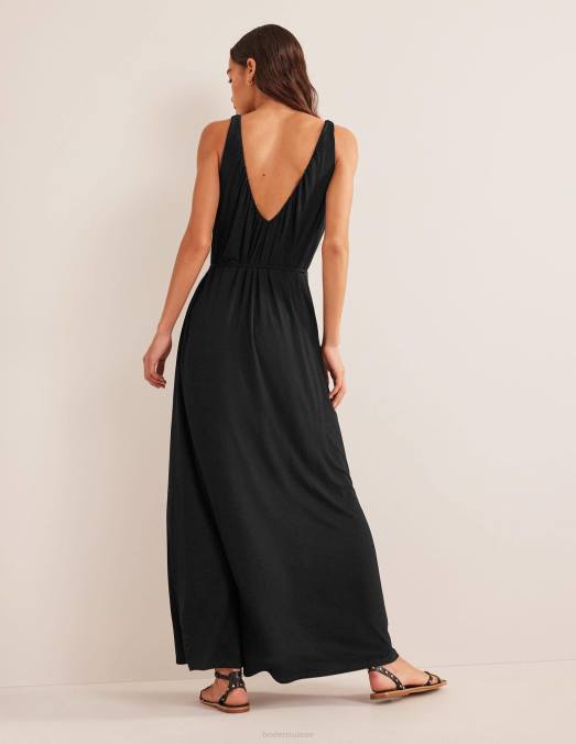 Boden vêtements noir femmes robe longue en jersey à col V LB2X1202