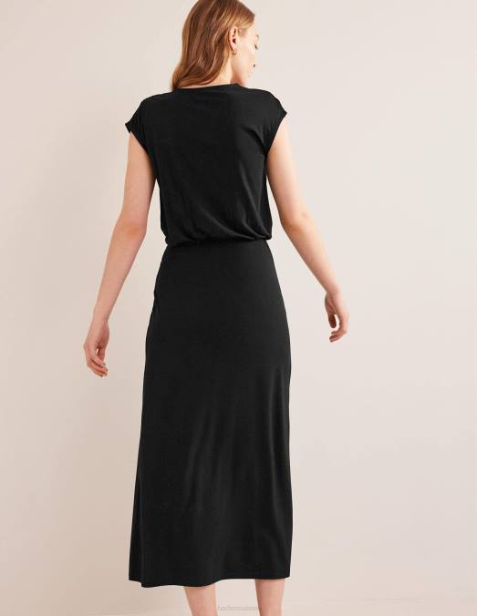 Boden vêtements noir femmes robe longue en jersey à colonne LB2X1234