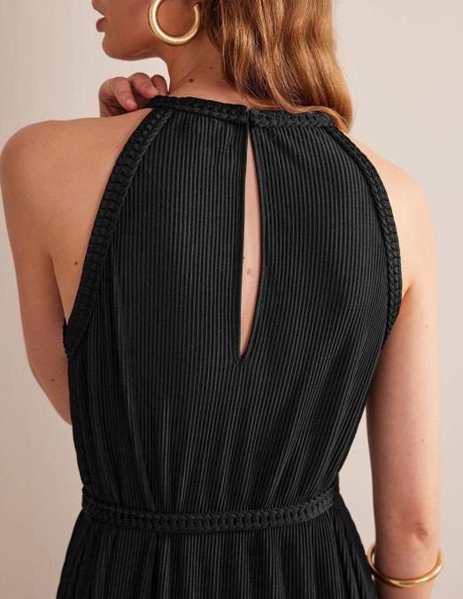 Boden vêtements noir femmes robe longue en jersey plissé LB2X925