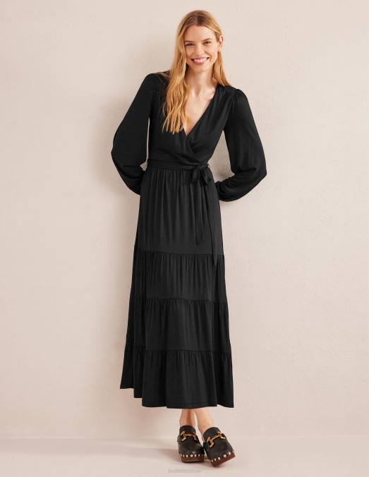Boden vêtements noir femmes robe longue portefeuille à plusieurs niveaux LB2X1242
