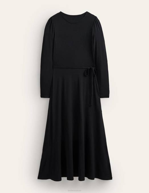 Boden vêtements noir femmes robe mi-longue en jersey à détail de jupe LB2X1360