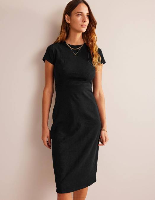 Boden vêtements noir femmes robe midi colonne en jersey LB2X2247