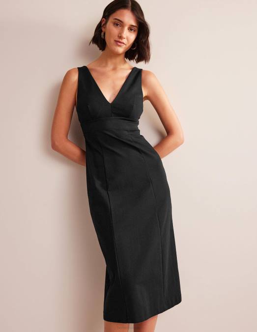 Boden vêtements noir femmes robe midi en jersey à bretelles au dos LB2X1338