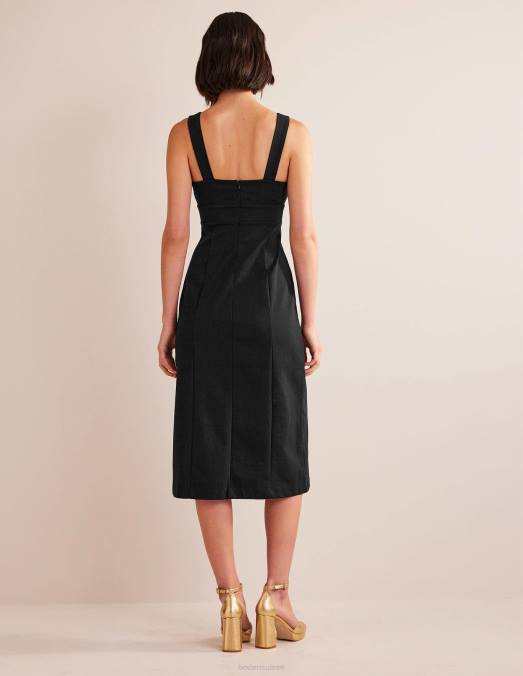 Boden vêtements noir femmes robe midi en jersey à bretelles au dos LB2X1338