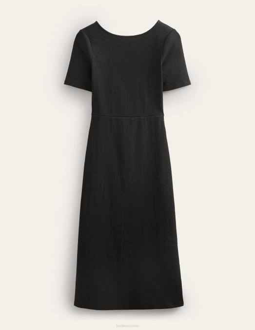 Boden vêtements noir femmes robe midi en jersey côtelé à découpes LB2X1149