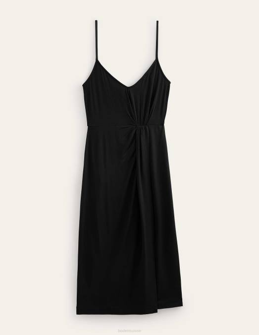 Boden vêtements noir femmes robe midi froncée en jersey LB2X33