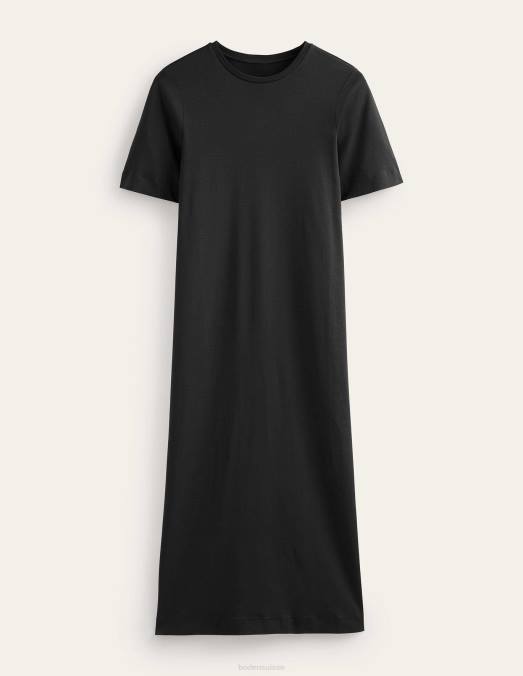Boden vêtements noir femmes robe t-shirt mi-longue en jersey LB2X2256