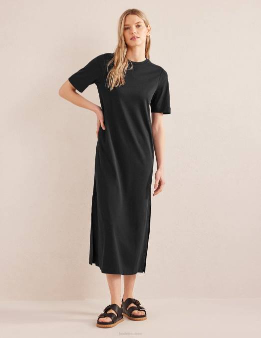 Boden vêtements noir femmes robe t-shirt mi-longue en jersey LB2X2256