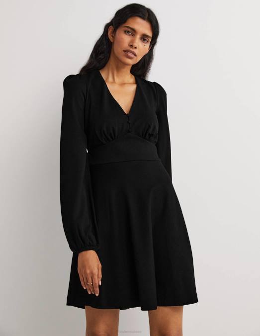 Boden vêtements noir femmes robe thé en jersey à col en V LB2X1669