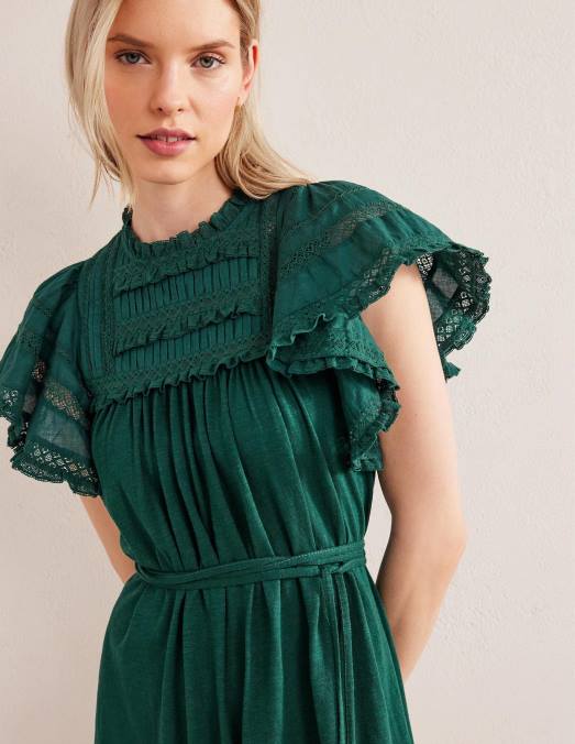 Boden vêtements nuit d'émeraude femmes robe courte en jersey à détail de bordure LB2X1176