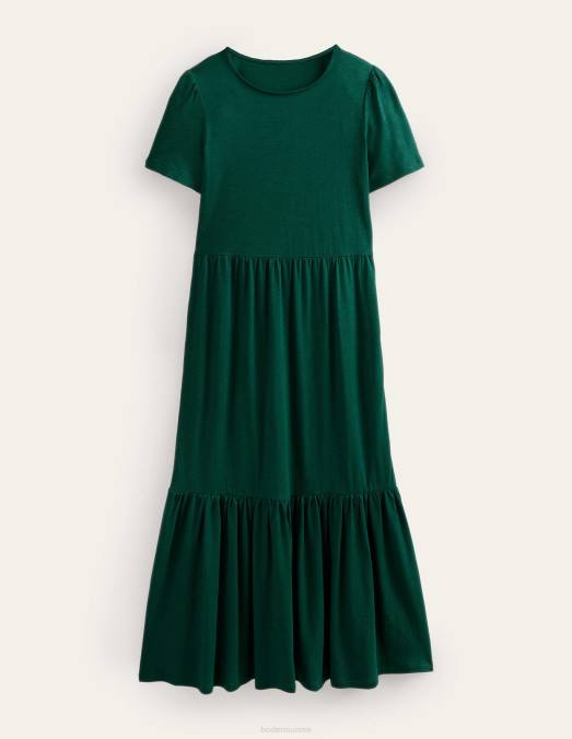 Boden vêtements nuit d'émeraude femmes robe midi en jersey facile à volants LB2X2224