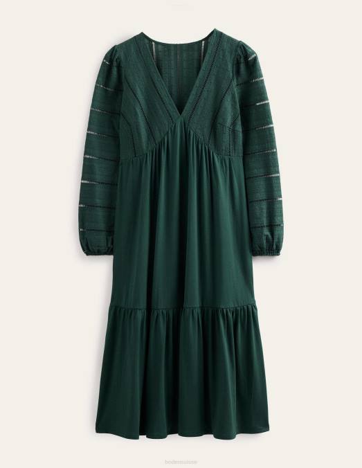 Boden vêtements nuit d'émeraude femmes robe midi en jersey mélangé tissé LB2X2128