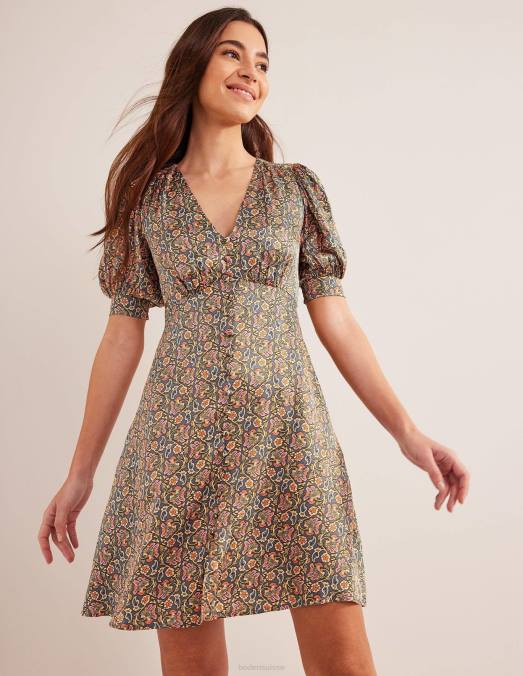 Boden vêtements ombre nocturne et bloc cachemire femmes robe de thé en satin LB2X1163