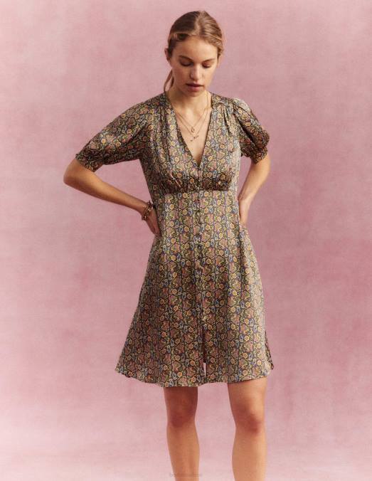 Boden vêtements ombre nocturne et bloc cachemire femmes robe de thé en satin LB2X1163