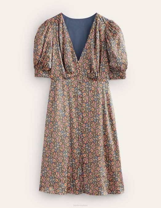 Boden vêtements ombre nocturne et bloc cachemire femmes robe de thé en satin LB2X1163