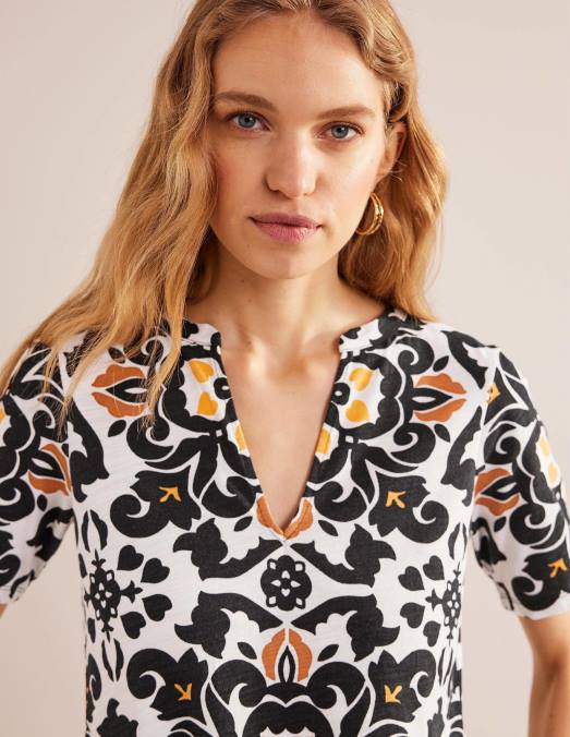 Boden vêtements pépins noirs et opulents femmes robe en jersey à col cranté LB2X1014