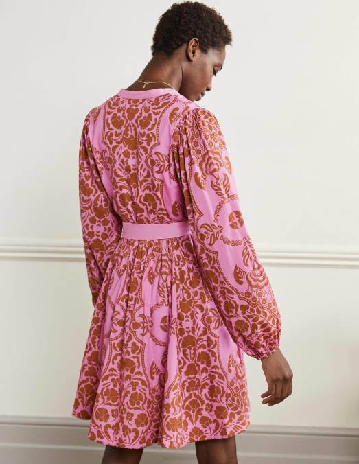 Boden vêtements pétale d'orchidée et floraison de la passion femmes robe en coton à col cranté LB2X2283