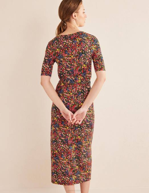 Boden vêtements pétale multi & gardénia femmes robe mi-longue en jersey boutonnée sur le devant LB2X1397