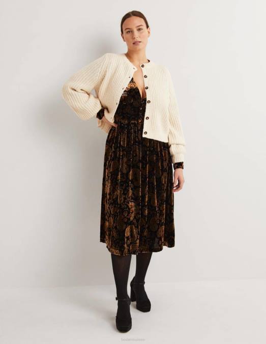 Boden vêtements passion noir et cachemire femmes robe de soirée mi-longue en velours LB2X1873