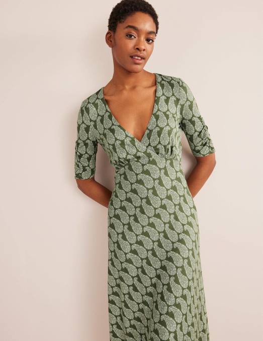 Boden vêtements épicéa et cachemire doux femmes robe mi-longue en jersey à manches courtes LB2X2493