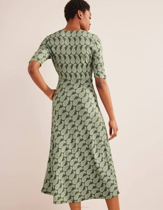 Boden vêtements épicéa et cachemire doux femmes robe mi-longue en jersey à manches courtes LB2X2493