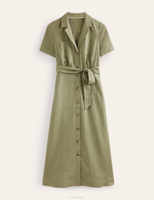 Boden vêtements épicéa femmes robe chemise longue en lin LB2X2272