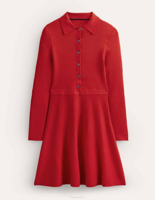 Boden vêtements pilier rouge femmes robe courte en maille à détail côtelé LB2X1395